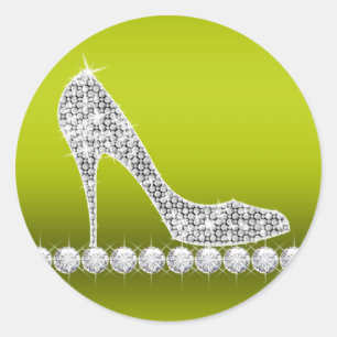 Sticker Rond Élégant chaussure à talon haut diamant vert céleri