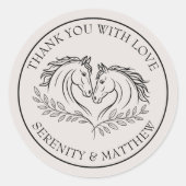 Sticker Rond Élégant cheval Mariage rustique Pays Merci (Devant)