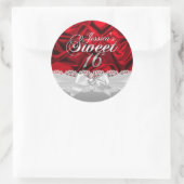 Sticker Rond Élégant chevalet Pearl Bow & Red Silk Sweet sixtee (Sac)