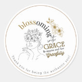 Sticker Rond Elégant Cheveux Rose Abstrait Fleurissant Avec Grâ (Devant)