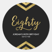 Sticker Rond Elégant Chevron moderne géométrique 80e anniversai (Devant)