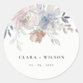 Sticker Rond Elégant Chic Blush Aquarelle Floral Mariage (Devant)