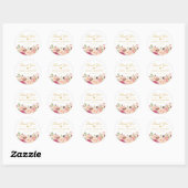 Sticker Rond Élégant chic Blush rose Mariage Floral Merci (Feuille)