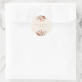 Sticker Rond Élégant Chic Boho Pampas Mariage Floral (Sac)