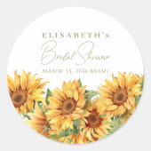 Sticker Rond Élégant chic floral tournesol douche de mariée (Devant)