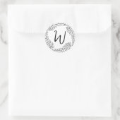 Sticker Rond Élégant Chic Moderne Simple Chic Monogramme Foliag (Sac)