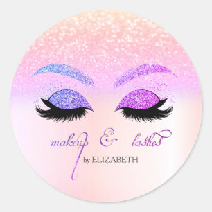 Sticker Rond Élégant Chic Parties scintillant Bokeh, Faux Lashe