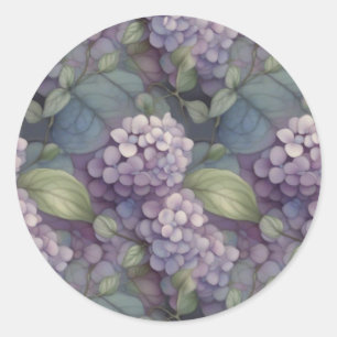 Sticker Rond Elégant chic pourpre pourpre chic aquarelle fleuri