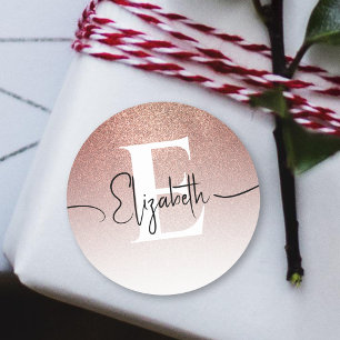 Sticker Rond Élégant Chic Rose Gold Parties scintillant Étincel
