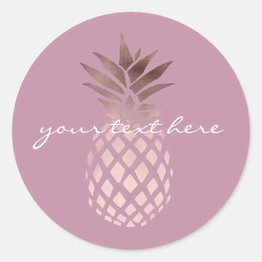 Sticker Rond élégant chick clair rose or tropical ananas (Devant)