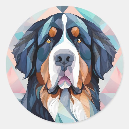 Sticker Rond Elégant chien chic bernese montagne (Devant)