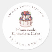 Sticker Rond Elegant Chocolate Berry Cake Bakery Product (Devant)