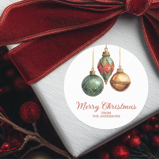 Sticker Rond Elegant Christmas Ornaments