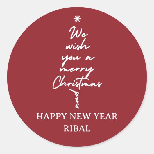 Sticker Rond “Elegant Christmas Tree Calligraphy Holiday (Devant)