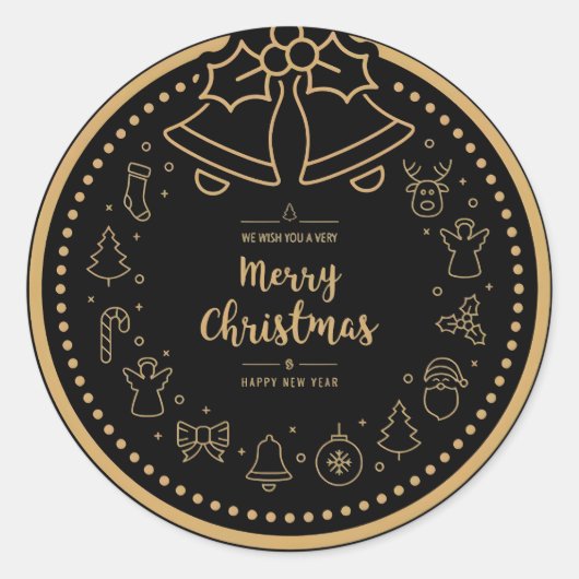 Sticker Rond Elegant Christmas Watercolor Botanical  (Devant)