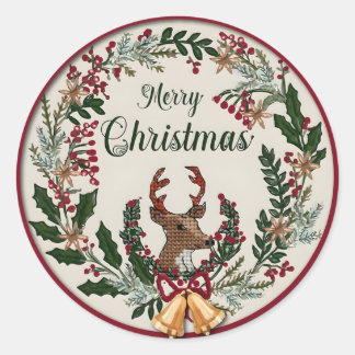 Sticker Rond Elegant Christmas Watercolor Botanical 