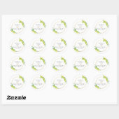 Sticker Rond Elégant Citrons Mariage Mariage Gold Frame Favoris (Feuille)