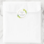 Sticker Rond Elégant Citrons Mariage Mariage Gold Frame Favoris (Sac)
