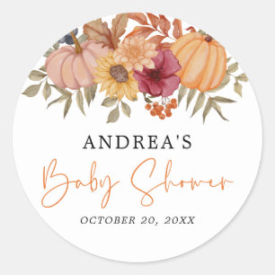 Sticker Rond Élégant Citrouille Autumn Flower Citrouille Baby s