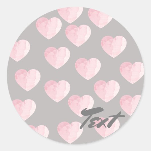 Sticker Rond élégant clair rose clair coeur amour motif (Devant)
