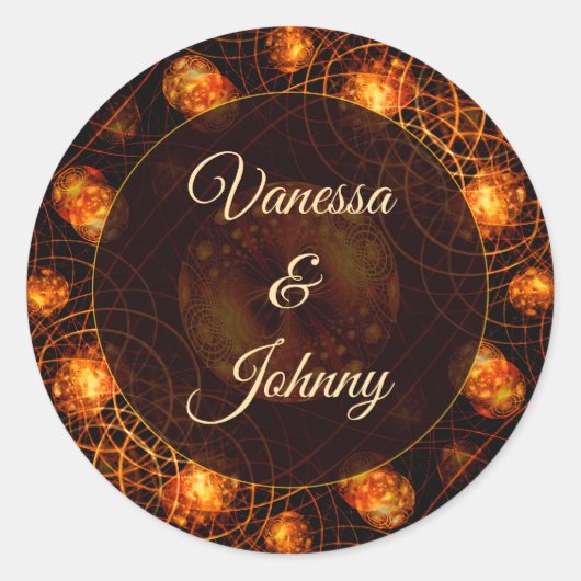 Sticker Rond Elegant Classic Boho Modern Gold #901 Wedding (Devant)