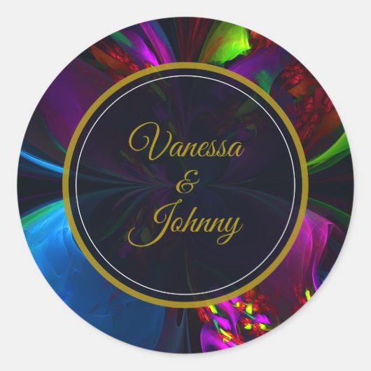 Sticker Rond Elegant Classic Modern Floral Pattern #902 Wedding (Devant)