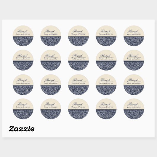 Sticker Rond Elegant Classic Navy Blue Baked With Love  (Feuille)