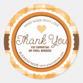 Sticker Rond Élégant classique Automne Plaid Motif Merci (Devant)