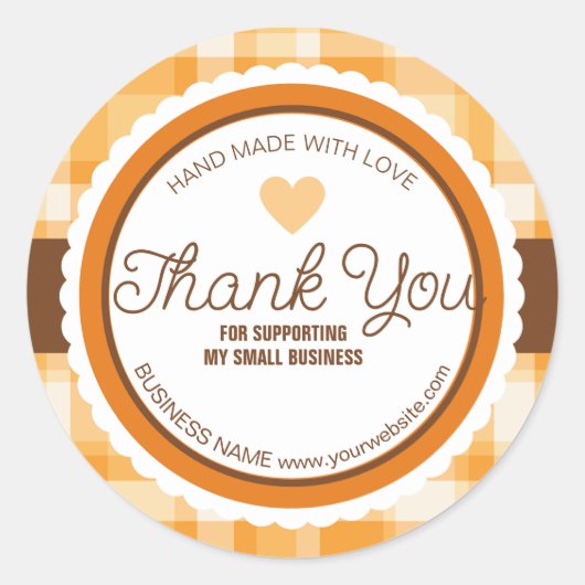 Sticker Rond Élégant classique Automne Plaid Motif Merci (Devant)