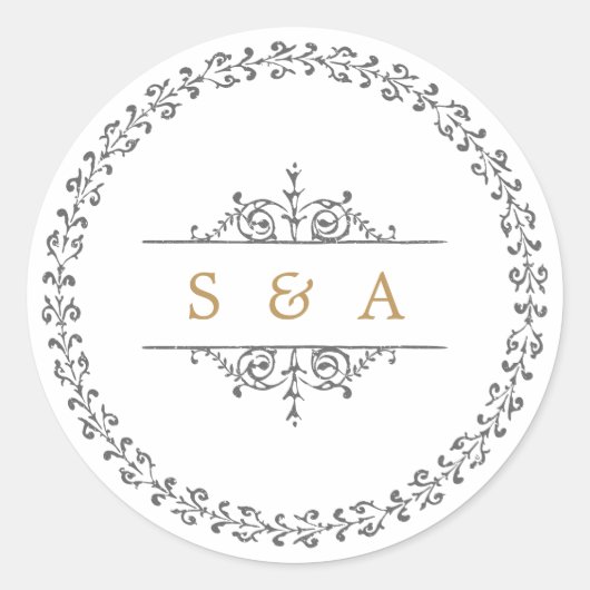 Sticker Rond Élégant classique classique classique classique ma (Devant)