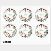 Sticker Rond Élégant classique de la couronne botanique Noël (Feuille)