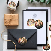 Sticker Rond Élégant classique moderne photo personnalisée blan