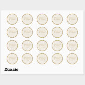 Sticker Rond Elegant Classy Ivory and Gold Wedding (Feuille)