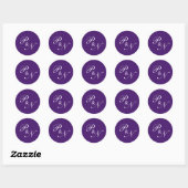 Sticker Rond Élégant Classy Royal violet Mariage (Feuille)