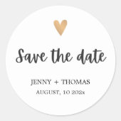 Sticker Rond Elegant Clean Mariage Gold Heart Enregistrer la da (Devant)