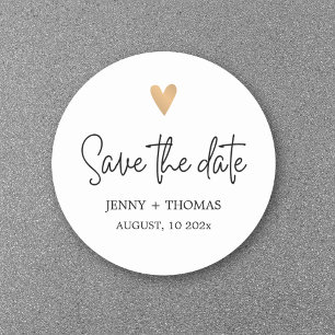 Sticker Rond Elegant Clean Mariage Gold Heart Enregistrer la da