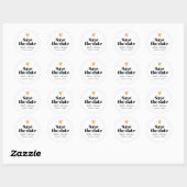 Sticker Rond Elegant Clean Mariage Gold Heart Enregistrer la da (Feuille)