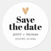 Sticker Rond Elegant Clean Mariage Gold Heart Enregistrer la da (Devant)