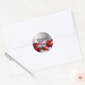 Sticker Rond Elégant Coeurs Rouge et Argent Valentine's Luxury (Enveloppe)