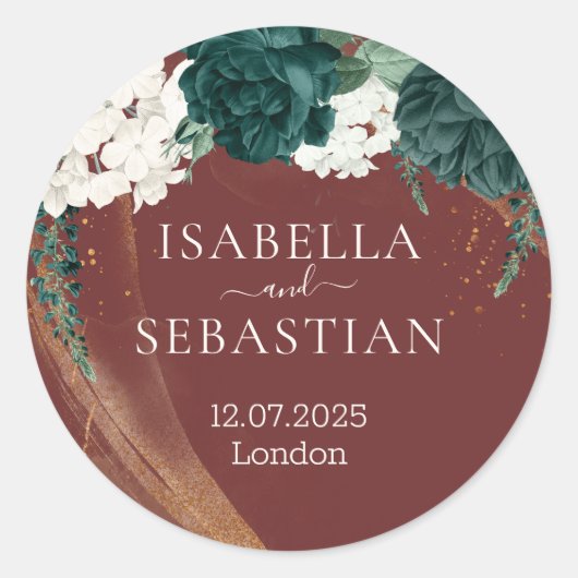 Sticker Rond Elegant Color Rose Floral (Devant)