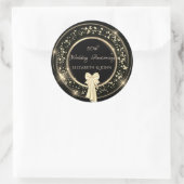 Sticker Rond Elégant Confetti Or, Anniversaire Bow (Sac)
