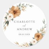 Sticker Rond Elegant Copper & Earthy Botanical Wedding (Devant)