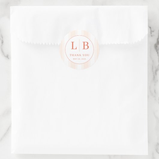 Sticker Rond Elegant Coral Thank You Note (Sac)