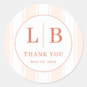 Sticker Rond Elegant Coral Thank You Note (Devant)