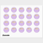 Sticker Rond Élégant Couronne or violet clair (Feuille)