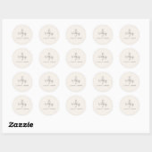 Sticker Rond Elégant crème et Mariage noir Enveloppe Sceau (Feuille)