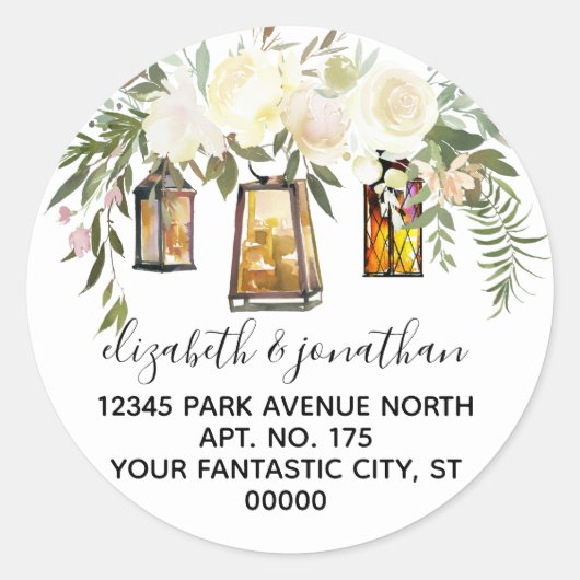 Sticker Rond Elegant Crème Floral Greenery Adresse de retour (Devant)