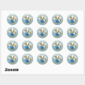 Sticker Rond Elegant Crystal Blue Rose Gold Gemstone Sweet 16 (Feuille)