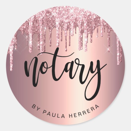 Sticker Rond Elégant cuivre rose or parties scintillant gouttes (Devant)