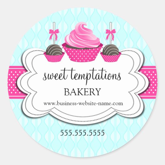 Sticker Rond Élégant Cupcake and Cake Pops Boulangerie Emballag (Devant)